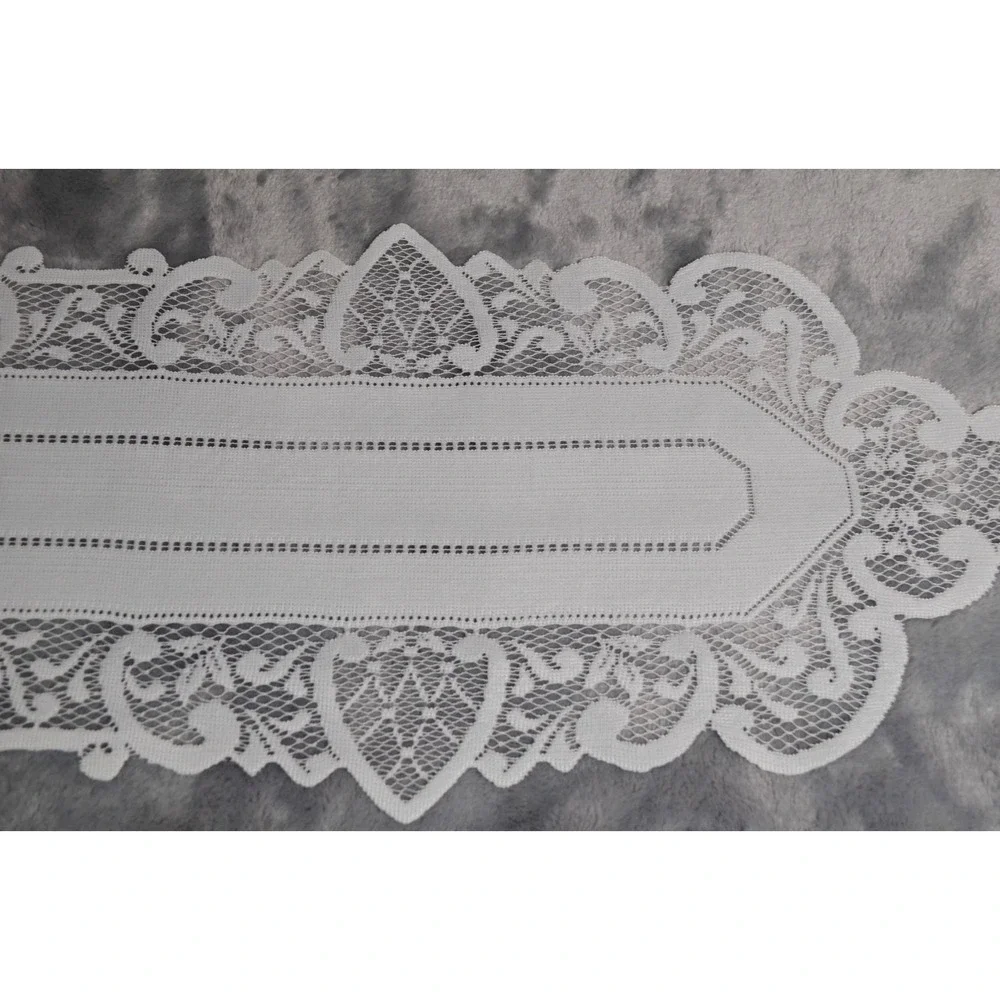 White Lace Table Runner With Pink Flowers Classic 88